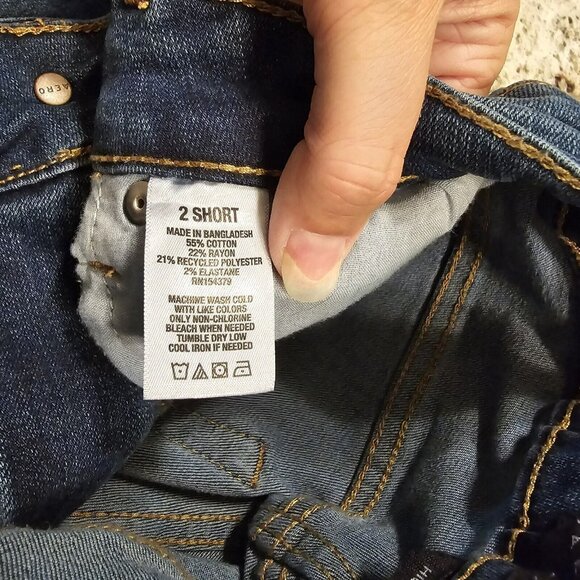 Aeropostale Jeans Denim Skinny Pant Womens 2 Short High Rise Ripped Jegging Blue - Picture 7 of 10